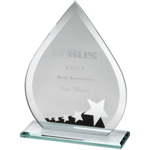 "Pinxton" Jade Glass Award with Black Stripe and Silver Stars. Thickness 4mm. Supplied in Plain Box