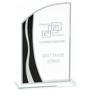 "Harvest" Glass Award with Black Stripes. Thickness 4mm. Supplied in Plain Box
