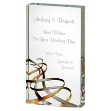 Load image into Gallery viewer, &quot;Jasper&quot; Crystal Plaque with Coloured Ribbon Print. Thickness 20mm. Supplied in Presentation Case
