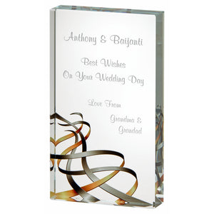 "Jasper" Crystal Plaque with Coloured Ribbon Print. Thickness 20mm. Supplied in Presentation Case