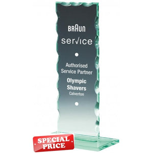 "Bluebell" Jade Glass Rectangle Award. Thickness 5mm. Supplied in Plain Box