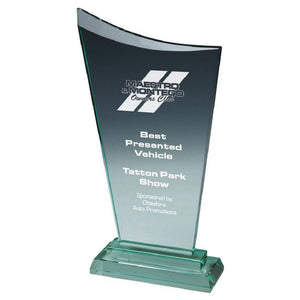 "Quaker" Bevelled Jade Glass Corporate Award. Thickness 10mm. Supplied in Presentation Case.