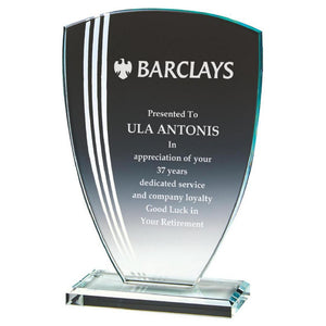 "Watsonia" Clear Glass Award. Thickness 10mm. Supplied in Presentation Case.