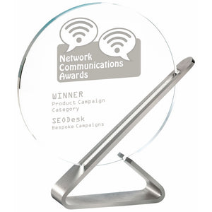 "Shine" Clear Glass and Metal Award. Thickness 10mm. Supplied in Presentation Case.