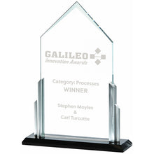 Load image into Gallery viewer, &quot;Enigma&quot; Clear Glass and Metal Award. Thickness 10mm. Supplied in Presentation Case.
