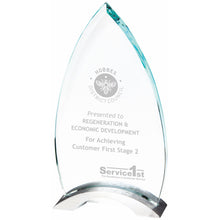 Load image into Gallery viewer, &quot;Newquay&quot; Clear Glass and Metal Award. Thickness 10mm. Supplied in Presentation Case.
