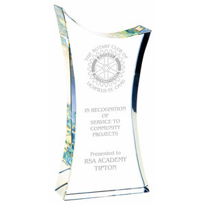 "Venice" Crystal Award. Thickness 40mm. Supplied in Presentation Case.