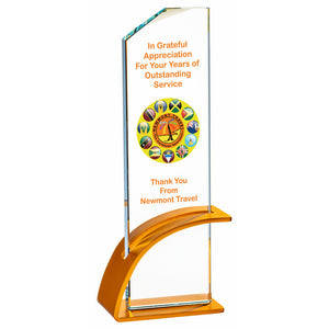 "Adventurer" Crystal Award with Metal Stand. Thickness 12mm. Supplied in Presentation Case.