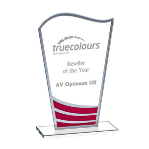 "Cassia" Glass Award with Red Stripes. Thickness 4mm. Supplied in Plain Box